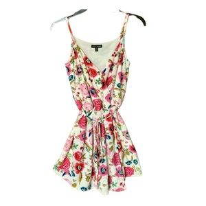 AS U WISH Pink Fuschia Cream Tie Front Fully Lined Adjustable Strap Romp…